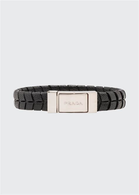 prada men's leather bracelet|buy Prada bracero.